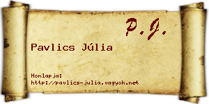 Pavlics Júlia névjegykártya