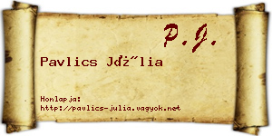 Pavlics Júlia névjegykártya